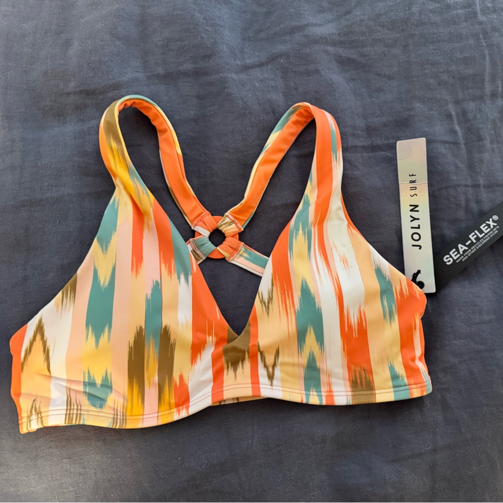 Jolyn Karena Bikini Top in Zuma (orange and teal)